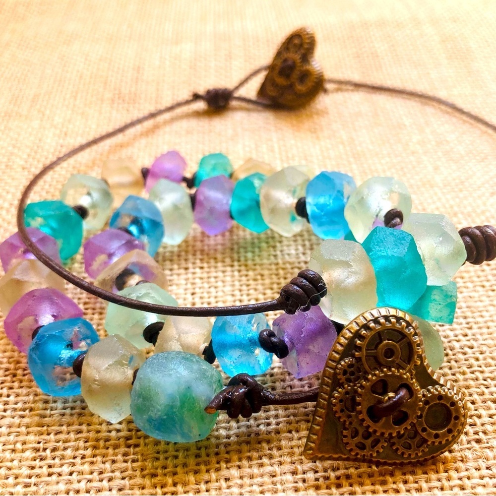 Candy colored necklace and wrap bracelet gift set